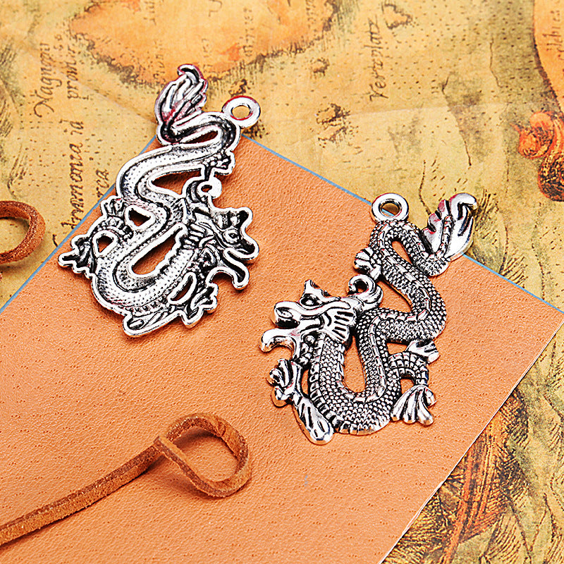 Chinese Dragon Alloy Charm Pendant 54x30mm