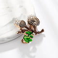 Green Gold Tone Flower Crystal Metal Brooch Pin 3.2 x 3.6 cm view 2