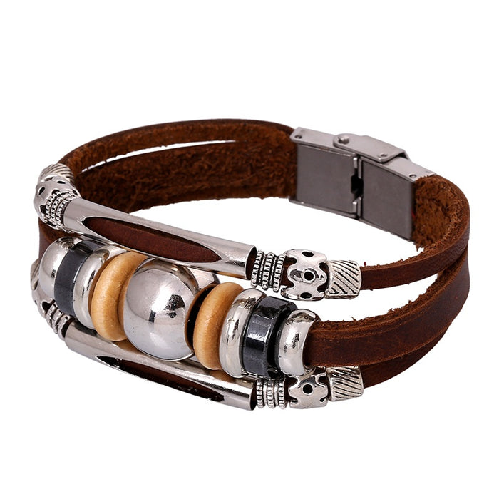European American Popular Genuine Cowhide Leather Bracelet Couple Wristband Jewelry