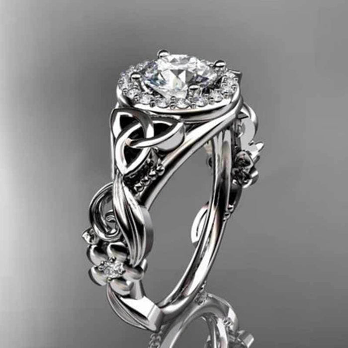 Silver Tone Round Clear Crystal Openwork Ring Fashion Jewelry