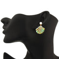 Iridescent Opal Shell Resin Stud Dangle Earrings Gold Post view 3