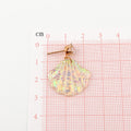 Iridescent Opal Shell Resin Stud Dangle Earrings Gold Post view 5