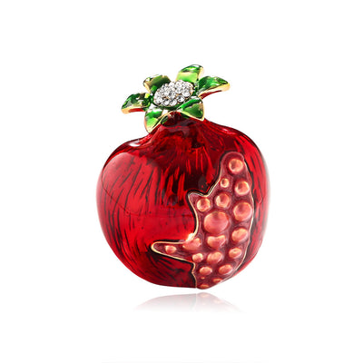 Front product view of the pomegranate brooch pin in red