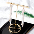 Long White Pearl Look Multi Strand Tassel Earrings view 3