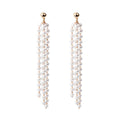 Long White Pearl Look Multi Strand Tassel Earrings view 5