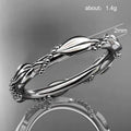 Silver Tone Sculpted Leaf Band Ring Fashion Jewelry view 5