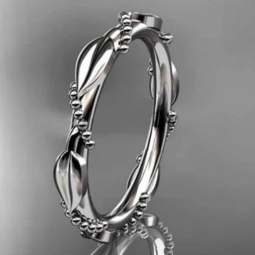 Silver Tone Sculpted Leaf Band Ring Fashion Jewelry