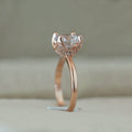 Rose Gold Tone Crown Setting Ring with Clear Stone view 2