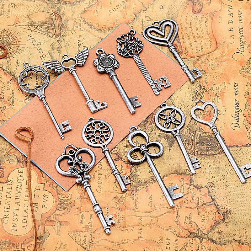 Vintage Alloy Keychain Charm Set
