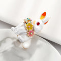 Yellow Gold Tone Rabbit Enamel Metal Brooch Pin for Jackets and Lapels view 4
