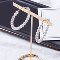 White Pearl Look Large Hoop Earrings in Two Bead Patterns view 4