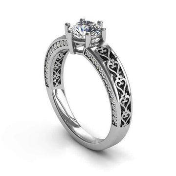 Silver Tone Round Clear Crystal Filigree Ring Fashion Jewelry