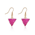 Gold Tone Triangle Crystal Cluster Hook Earrings in Three Bright Colors view 7