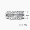 Silver Double Row Marquise Stone Band Ring In A Polished Decorative Design view 5