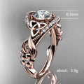 Rose Gold-Tone Branch Ring With Round Clear Center Stone view 5