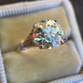 Silver Large Round Cubic Zirconia Vintage Prong Ring Alloy view 3