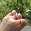 Rose Gold Tone Three Piece Ring Set With Champagne Stones view 2