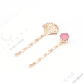 Pink and Aqua Shell Crystal Look Two Piece Hairpin Sets view 3