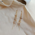 Gold Tone Multicolor Butterfly Chain Long Tassel Stud Earrings view 2