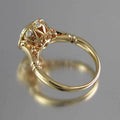 Round Halo Solitaire And Curved Band Two-Ring Set In Gold Tone view 3