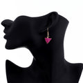 Gold Tone Triangle Crystal Cluster Hook Earrings in Three Bright Colors view 5