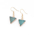 Gold Tone Triangle Crystal Cluster Hook Earrings in Three Bright Colors view 8