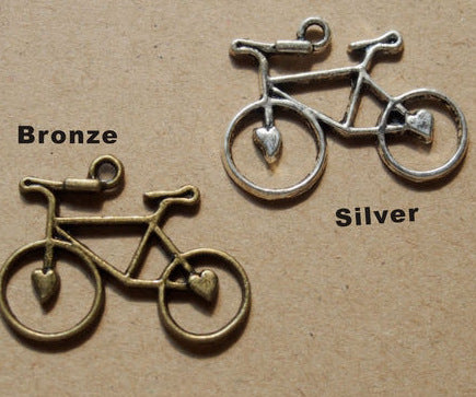 Vintage Heart Bicycle Alloy Charm Pendant