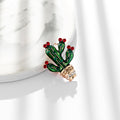 Green Gold Tone Cactus Enamel Metal Brooch Pin for Jackets and Lapels view 2