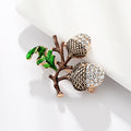 Green Gold Tone Flower Crystal Metal Brooch Pin 3.2 x 3.6 cm view 4