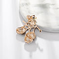 Green Gold Tone Flower Crystal Metal Brooch Pin 3.2 x 3.6 cm view 3