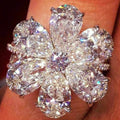 Silver Floral Cluster Statement Ring In A Polished Decorative Design view 1