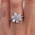 Silver Floral Cluster Statement Ring In A Polished Decorative Design view 4