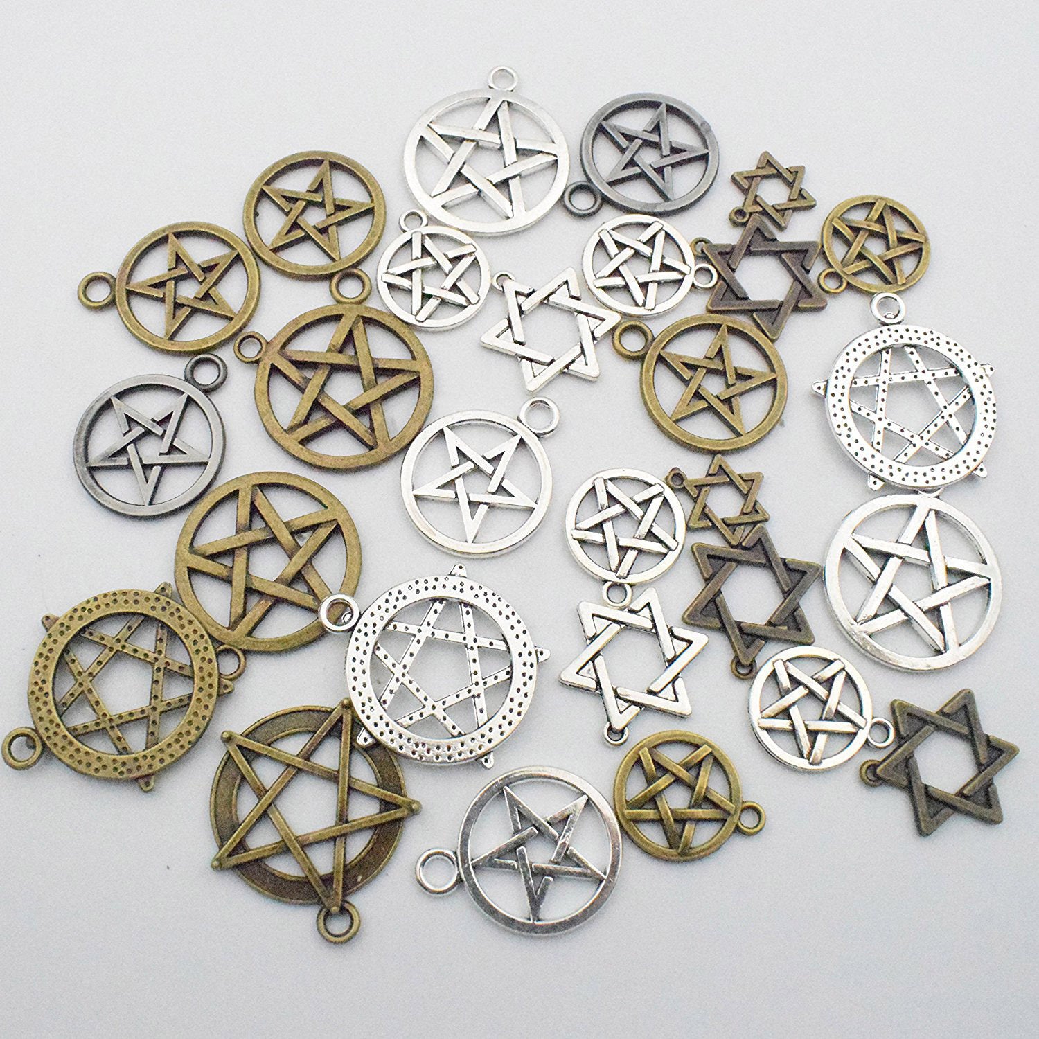 Vintage Zinc Alloy Tarot Card Pentagram Star Charm Pendant for DIY Necklace Bracelet