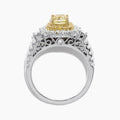 Two Tone Yellow Cushion Halo Clear Pave Finger Ring view 4