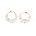 Clear Look Faceted Bead Wrapped Gold Hoop Earrings view 5