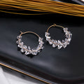 Clear Look Faceted Bead Wrapped Gold Hoop Earrings view 2