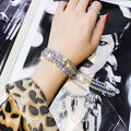 Silver Tone Rhinestone Tassel Bracelet With Two Crystal Patterns view 2