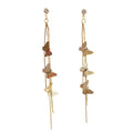 Gold Tone Multicolor Butterfly Chain Long Tassel Stud Earrings view 5