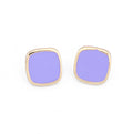 Gold Tone Rounded Square Pastel Enamel Stud Earrings in Four Colors view 8