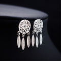 Gold and Silver Dreamcatcher Feather Drop Stud Earrings view 2