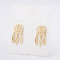 Gold and Silver Dreamcatcher Feather Drop Stud Earrings view 1