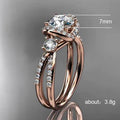 Rose Gold Tone Round Stone Star Accent Ring In A Polished Decorative Design view 5