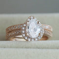 Pear-Shaped Halo Three-Band Ring Set In Rose Gold Tone view 2