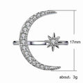 Crescent Moon Star Open Ring Rose Gold Silver Gold CZ view 5
