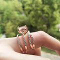 Rose Gold Tone Three Piece Ring Set With Champagne Stones view 3