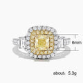Two Tone Yellow Cushion Halo Clear Pave Finger Ring view 5