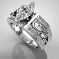 Silver Tone Marquise Crystal Openwork Wide Band Ring view 1