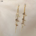 Gold Tone Multicolor Butterfly Chain Long Tassel Stud Earrings view 3