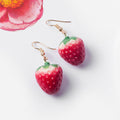 Light and Deep Red Strawberry Hook and Clip Earrings view 9
