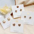 Gold Pearl Heart Square Round Stud Earrings Four Styles view 1